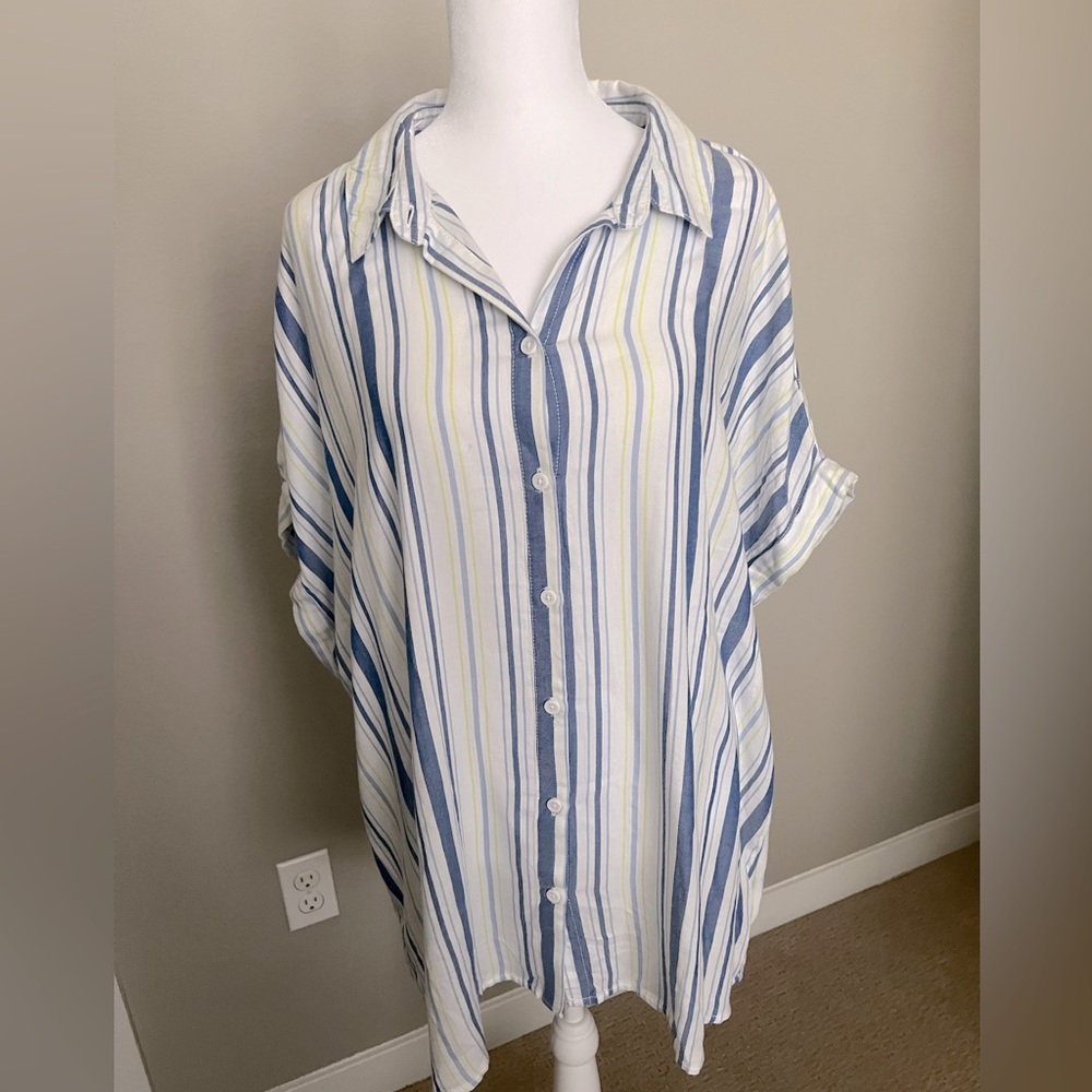EUC Blue and Yellow Striped Shirt